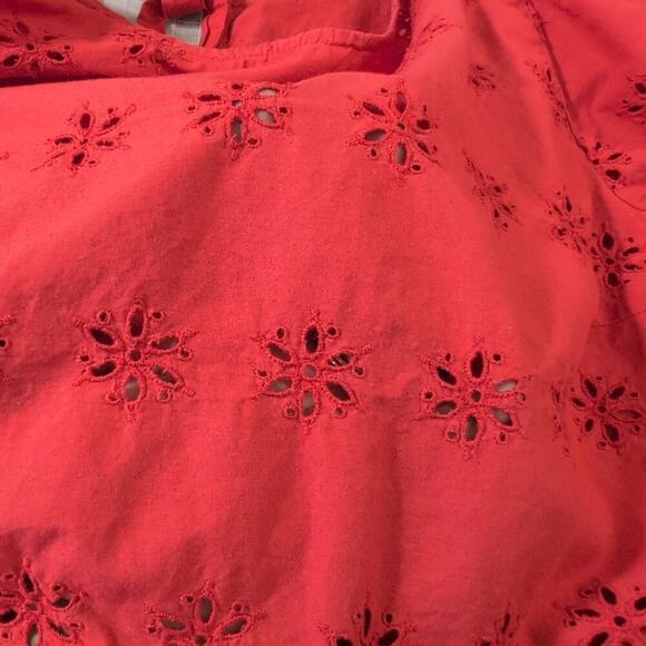 Madewell Red Eyelet Keyhole Peplum Top Women's S - Picture 6 of 7